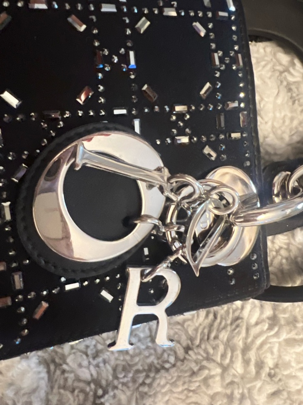 Mini Lady Dior Bag Black Strass Cannage Satin - Picture 11 of 11